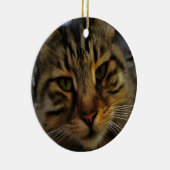 ロングヘアタブビーキャッ芸術的トペットポートレートv2 セラミックオーナメント (右)