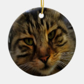 ロングヘアタブビーキャッ芸術的トペットポートレートv2 セラミックオーナメント (正面)