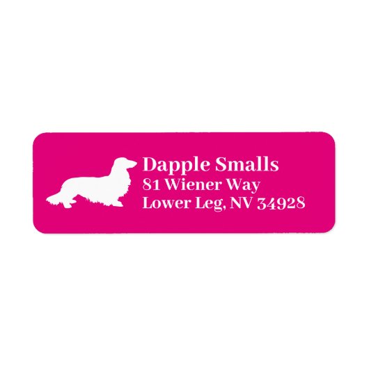 ロングヘアダシュント |ピンク差出人住所ラベル ラベル (正面)