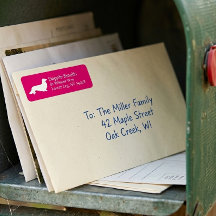 ロングヘアダシュント |ピンク差出人住所ラベル