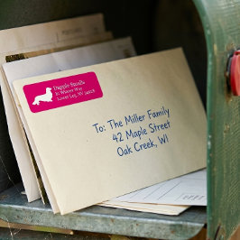 ロングヘアダシュント |ピンク差出人住所ラベル ラベル