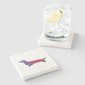 ロングヘアダシュントgeoシルエットパープル ストーンコースター (横)