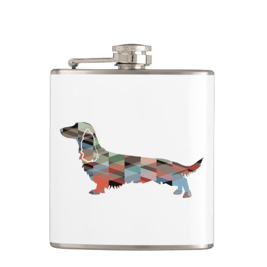 ロングヘアダシュントgeoシルエットプレイド フラスク (正面)