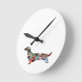 ロングヘアダシュントgeoシルエットプレイド ラウンド壁時計 (傾斜)