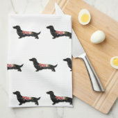 ロングヘアダシュンドボヘミアンフローラシルエット キッチンタオル (四つ折り)