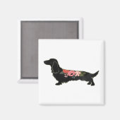 ロングヘアダシュンドボヘミアンフローラシルエット マグネット (正面/裏面)