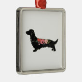 ロングヘアダシュンドボヘミアンフローラシルエット メタルオーナメント (右)