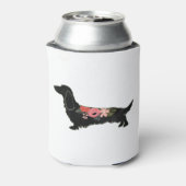 ロングヘアダシュンドボヘミアンフローラシルエット 缶クーラー (缶裏面)