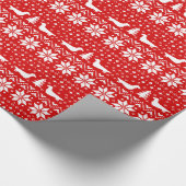 ロングヘアダックスクリスマスセーターの模様 ラッピングペーパー (角)