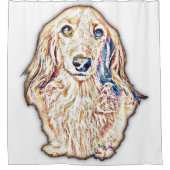 ロングヘアダックスシャンドギフトキュートドキシーウィーナードッグロー シャワーカーテン (正面)