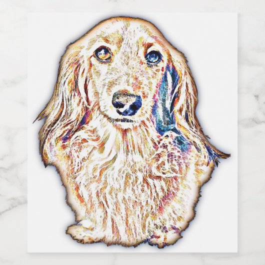 ロングヘアダックスシャンドギフトキュートドキシーウィーナードッグロー ワインラベル (シングルラベル)