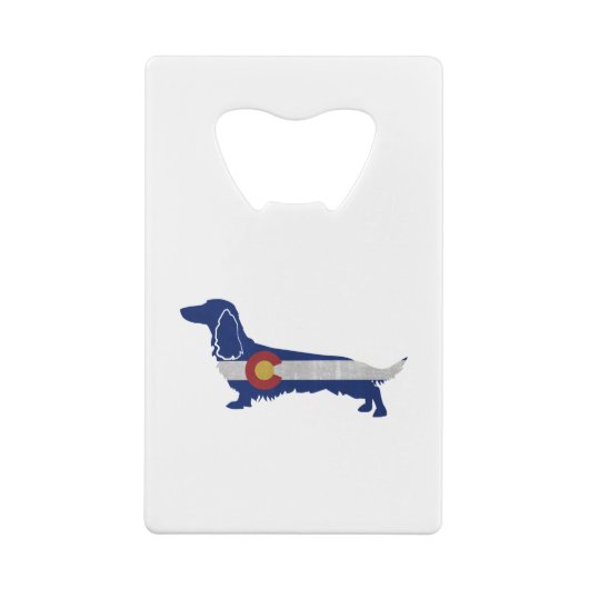 ロングヘアダックスシャンドコロラド国旗のシルエット クレジットカード栓抜き (裏面)