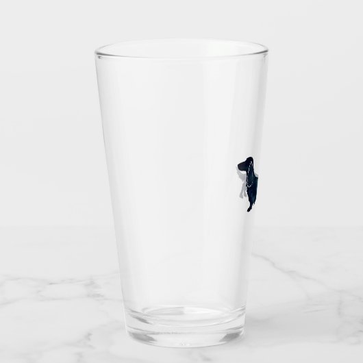 ロングヘアダックスシャンドシルエット黒水色 タンブラーグラス (右)