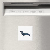 ロングヘアダックスシャンドシルエット黒水色 マグネット (インサイチュ (食洗機))