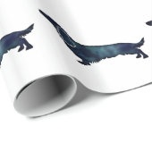 ロングヘアダックスシャンドシルエット黒水色 ラッピングペーパー (ロールコーナー)