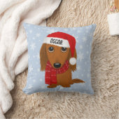 ロングヘアダックスシュントかわいいドッグクリスマスカスタム クッション (ブランケット)