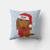 ロングヘアダックスシュントかわいいドッグクリスマスカスタム クッション (裏面)