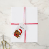 ロングヘアダックスシュントSantaかわいい犬のクリスマス ギフトタグ (より糸付き)