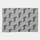 ロングヘアダックスフントキッチンディッシュタオルグレー キッチンタオル (横)