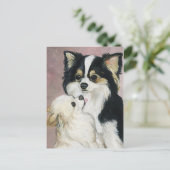 「ロングヘアダックスフント」ドッグアートポストカード ポストカード (スタンド正面)