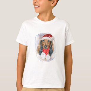 ロングヘアダックスフンド愛好家のためのクリスマスギフト Tシャツ