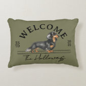 ロングヘアダッシュントカスタムファミリー名歓迎 アクセントクッション (正面)