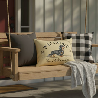 ロングヘアダッシュントカスタムファミリー名歓迎 アクセントクッション