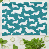 ロングヘアダッチシュントティール（緑がかった色）ウィーナードッグキッチンタオル キッチンタオル (折り畳み)