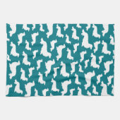 ロングヘアダッチシュントティール（緑がかった色）ウィーナードッグキッチンタオル キッチンタオル (横)