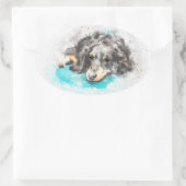 ロングヘアダッチシュント楕円形ステッカー 楕円形シール (バッグ)