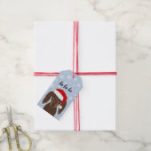 ロングヘアチョコレートダックスシュントかわいい犬のクリスマス ギフトタグ (より糸付き)