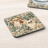 ロングヘアチワハスウィリアムモリススタイルフローラ コースター (左側)