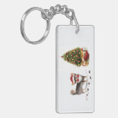 ロングヘアチワホアクリスおもしろいスマスドッグの木 キーホルダー (正面左)