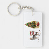 ロングヘアチワホアクリスおもしろいスマスドッグの木 キーホルダー (正面)