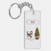 ロングヘアチワホアクリスおもしろいスマスドッグの木 キーホルダー (正面左)