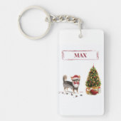 ロングヘアチワホアクリスおもしろいスマスドッグの木 キーホルダー (正面)