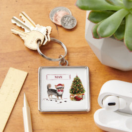 ロングヘアチワホアクリスおもしろいスマスドッグの木 キーホルダー