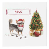 ロングヘアチワホアクリスおもしろいスマスドッグの木 フォトキューブ (正面)