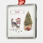 ロングヘアチワホアクリスおもしろいスマスドッグの木 メタルオーナメント (左)