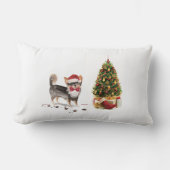 ロングヘアチワホアクリスおもしろいスマスドッグの木 ランバークッション (正面)