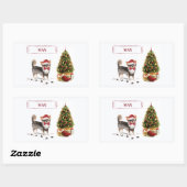 ロングヘアチワホアクリスおもしろいスマスドッグの木 長方形シール (シート)