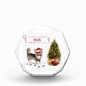 ロングヘアチワホアクリスおもしろいスマスドッグツリーポー フォトブロック (正面)