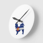 ロングヘアチワホアコロラド州旗シルエット ラウンド壁時計 (傾斜)