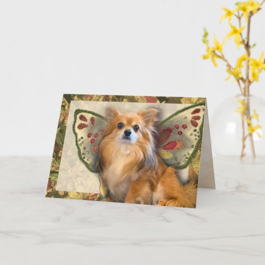 ロングヘアチワホアフェアフェアフェアリー誕生日 カード (黄色い花)