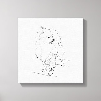 ロングヘアチワワ - ドッグイラスト ミニマリスト キャンバスプリント