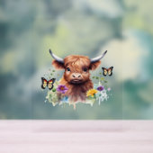 ロングヘアハイランドベビークラシック牛Tシャツ アクリルサイン (ニュートラル)