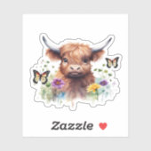 ロングヘアハイランドベビークラシック牛Tシャツ シール (シート)