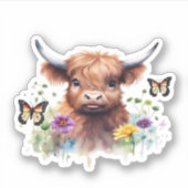 ロングヘアハイランドベビークラシック牛Tシャツ シール (正面)