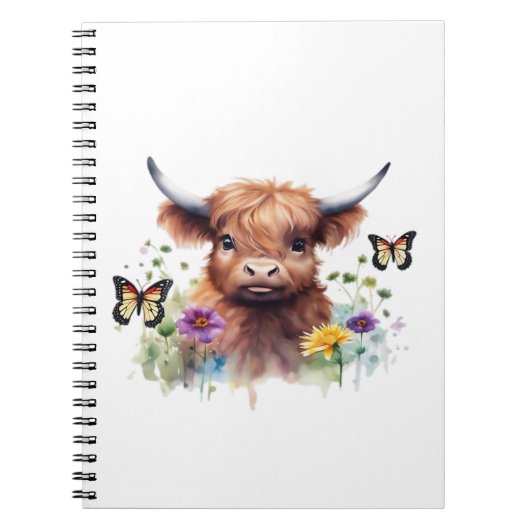 ロングヘアハイランドベビークラシック牛Tシャツ ノートブック (正面)