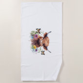 ロングヘアハイランドベビークラシック牛Tシャツ ビーチタオル (正面)